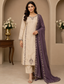Cream Color Roman Silk Embroidered Suit Set