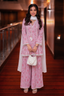 Pink Floral Printed Natural Crepe Farshi Pant Suit Set with Nazmin Dupatta