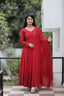 Fabulous Embroidery Work Marron Color Gown