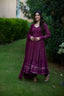 Wine Faux Blooming Zari Embroidered Anarkali Suit Set with Dupatta