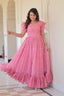 Attractive Georgette With Print Pink Color Anarkali Gown