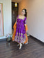 Heavy Silk Embroidered Gown Set with Pant and Organza Dupatta