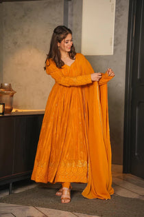 Georgette Embroidered Anarkali Suit Set