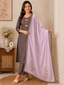 Brown Blossom Embroidered Kurta Set