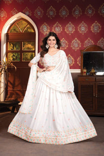 Off White Sequin Embroidered Lehenga Choli with Dupatta