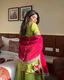 Green Zari Embroidered Palazzo Suit Set
