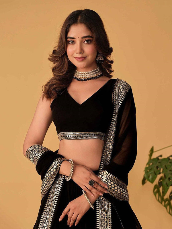 Beautiful Black Color Embroidered Premium Lehenga Choli