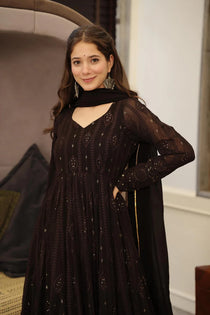 Georgette Embroidered Anarkali Suit Set