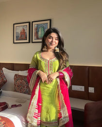 Green Zari Embroidered Palazzo Suit Set