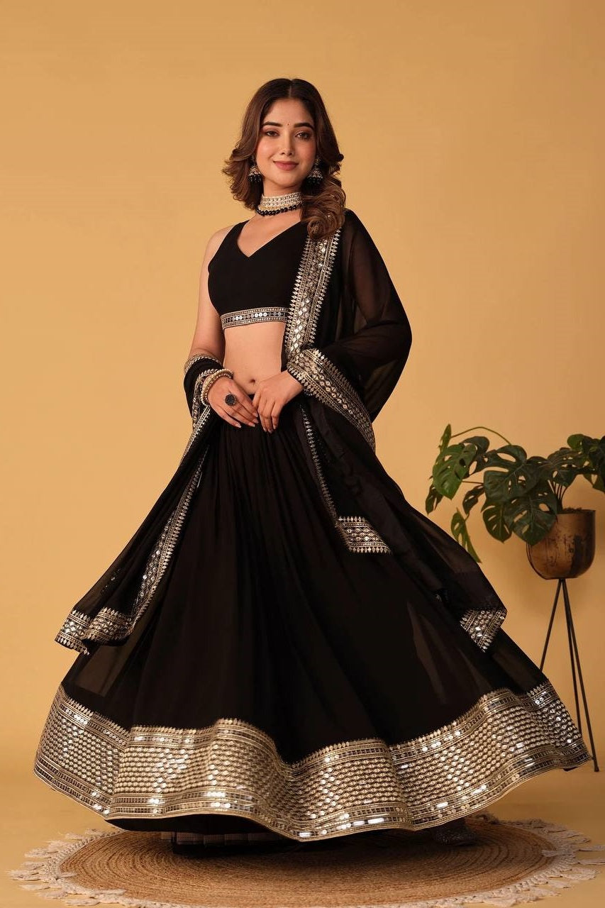 Beautiful Black Color Embroidered Premium Lehenga Choli TD-6027