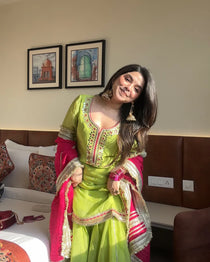 Green Zari Embroidered Palazzo Suit Set