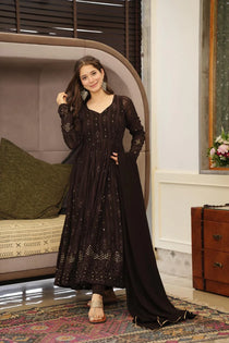 Georgette Embroidered Anarkali Suit Set