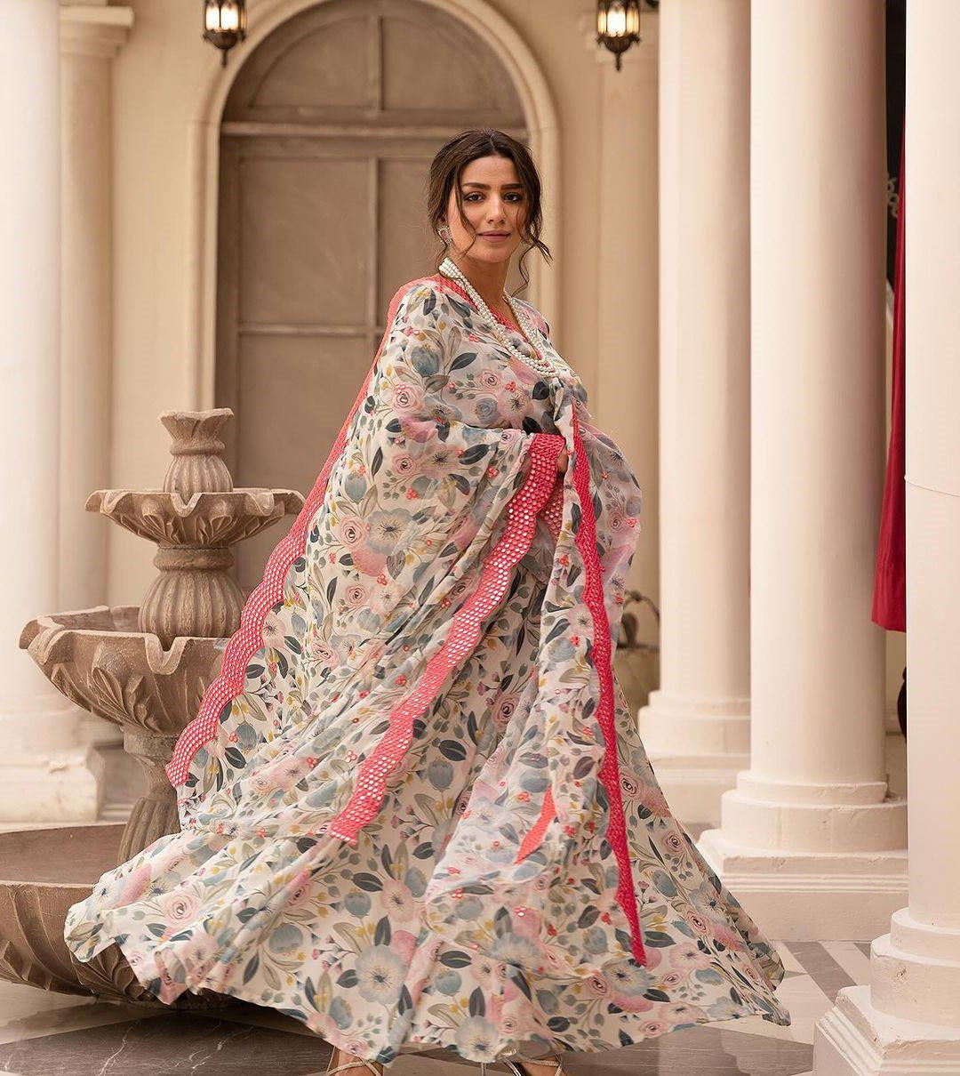 Unique Sinon Fabric Readymade Gown Suit Set