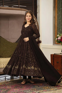 Georgette Embroidered Anarkali Suit Set