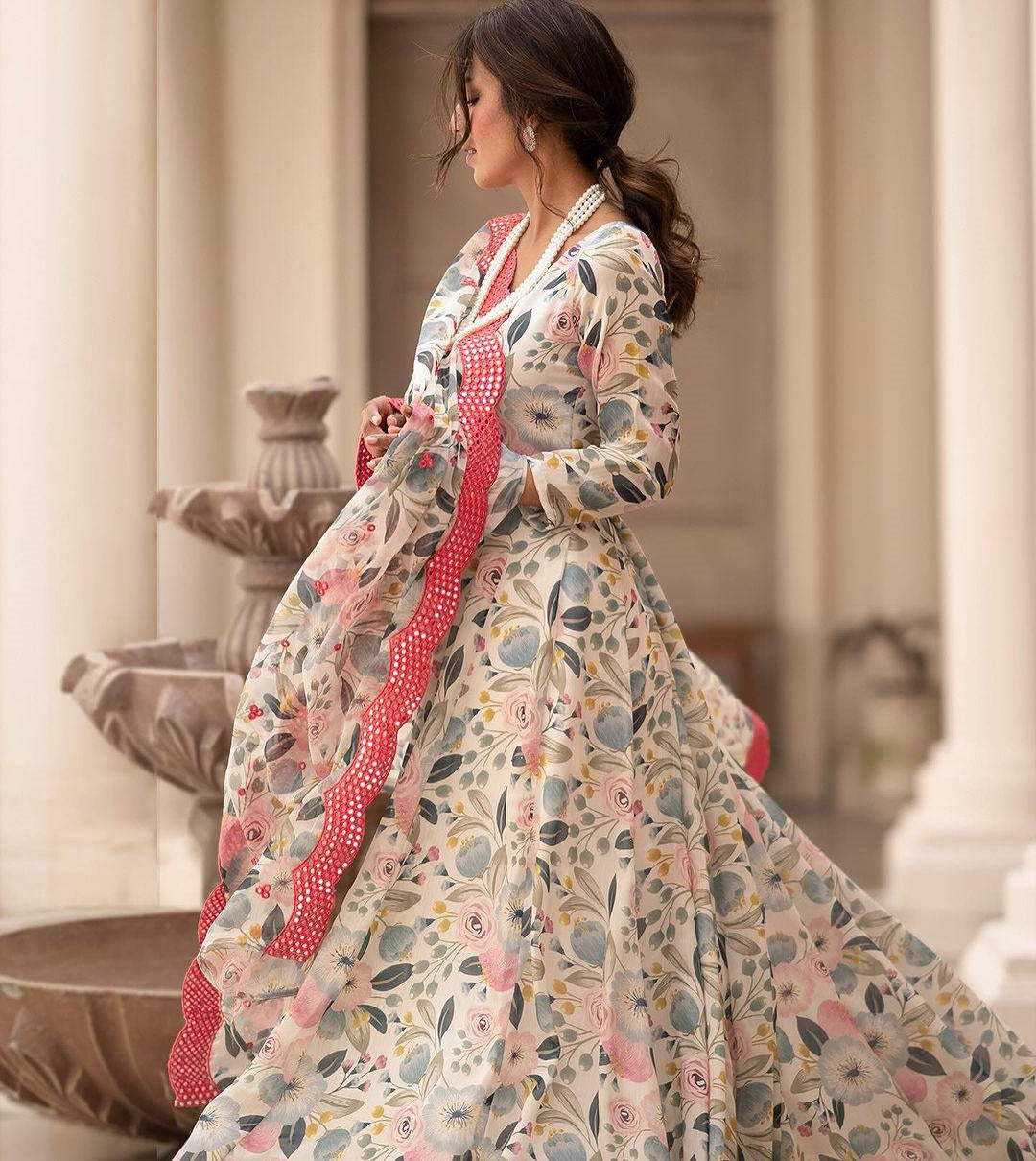 Unique Sinon Fabric Readymade Gown Suit Set