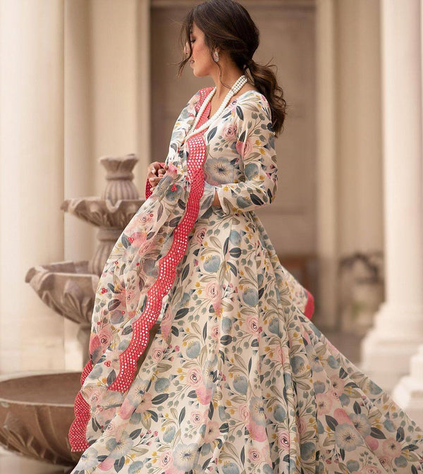 Unique Sinon Fabric Readymade Gown Suit Set