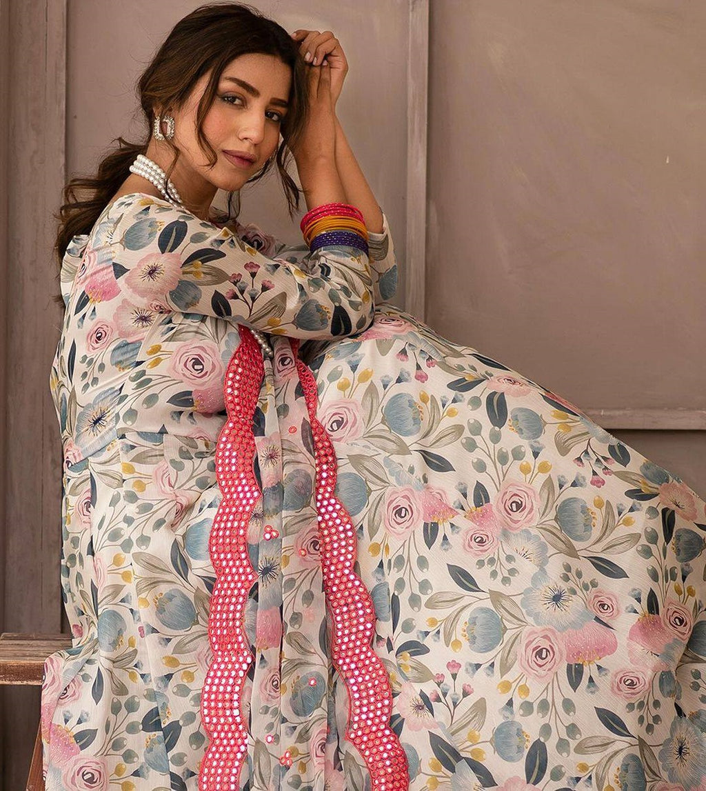 Unique Sinon Fabric Readymade Gown Suit Set