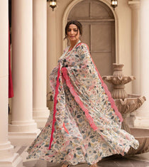 Off White Sinon Floral Print Kali Cut Anarkali Set