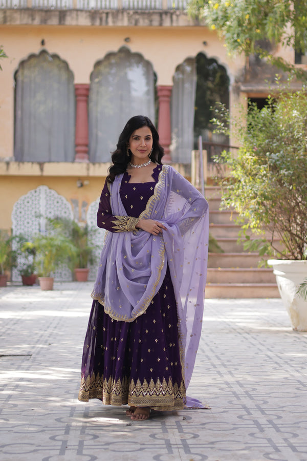 Classic Sequence Work Purple Color Gown KA-1146