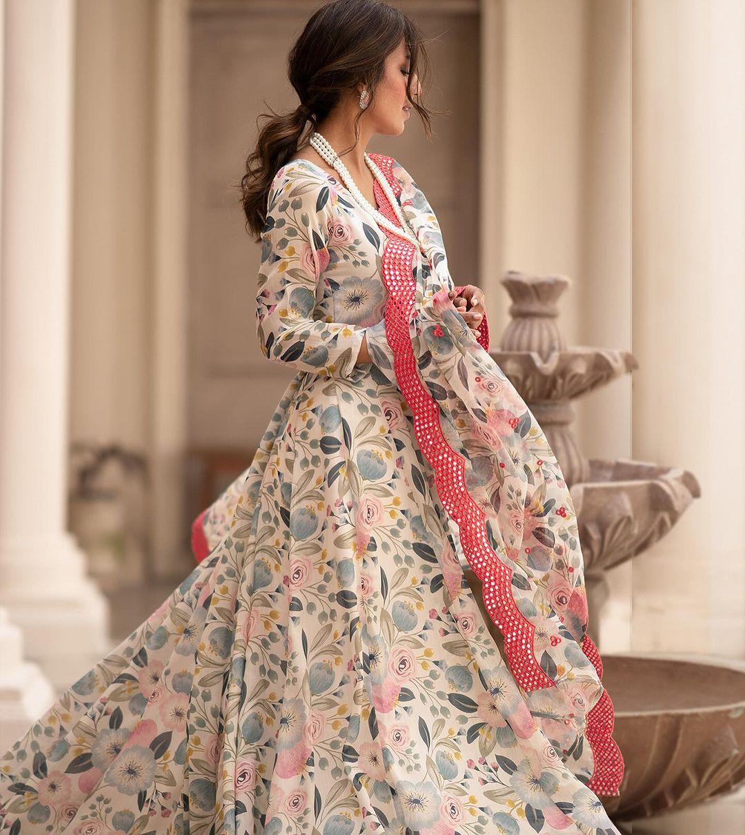 Casual Wear Sinon Off White Color Gown