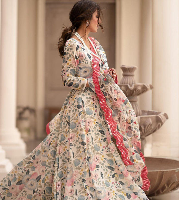 Casual Wear Sinon Off White Color Gown