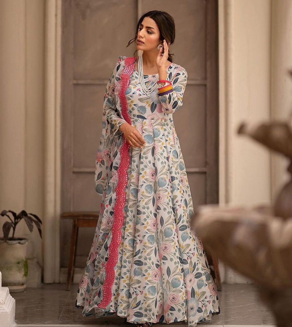 Casual Wear Sinon Off White Color Gown