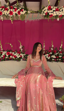 Fendy Silk Blush Pink Anarkali Premium Suit Set