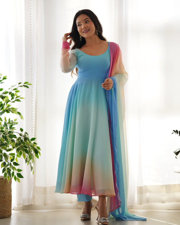 Festive Wear Georgette Multi Color Anarkali Gown NKB-35