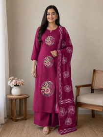 Pure Cotton Embroidered Kurta Set