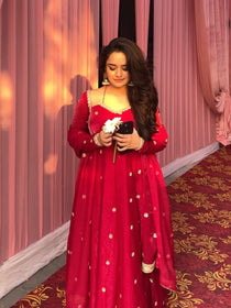 Fendy Silk Blush Pink Anarkali Premium Suit Set