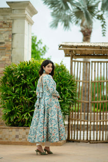 Multicolor Maslin Anarkali Suit Set