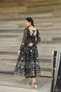 Black Georgette Embroidered Anarkali Suit Set