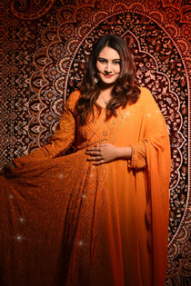 Off White Georgette Sequin Embroidered Anarkali