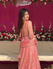 Fendy Silk Blush Pink Anarkali Premium Suit Set