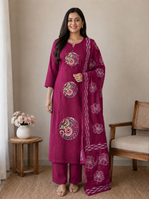 Pure Cotton Embroidered Kurta Set