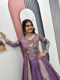 Lavender Color Embroidered Designer Lehenga Set