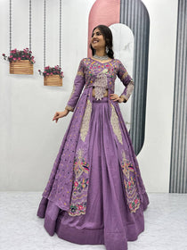 Lavender Color Embroidered Designer Lehenga Set