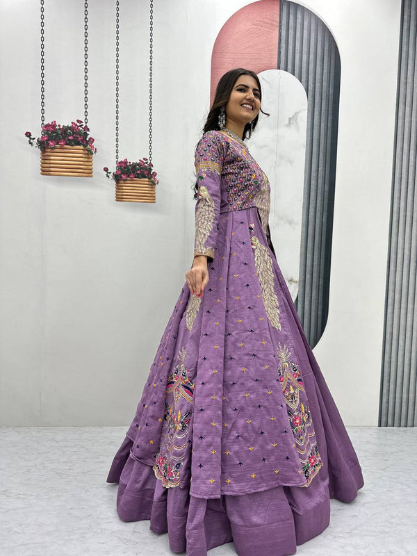 Lavender Color Embroidered Designer Lehenga Set
