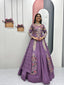 Lavender Thread and Sequin Work Jacket Lehenga Set with Peacock Motifs