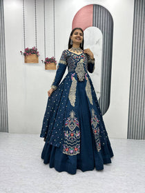 Pure Vichitra Thread Sequence Work Lehenga Set