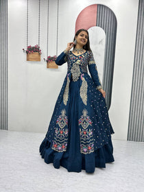 Navy blue Color Embroidered Designer Lehenga Set