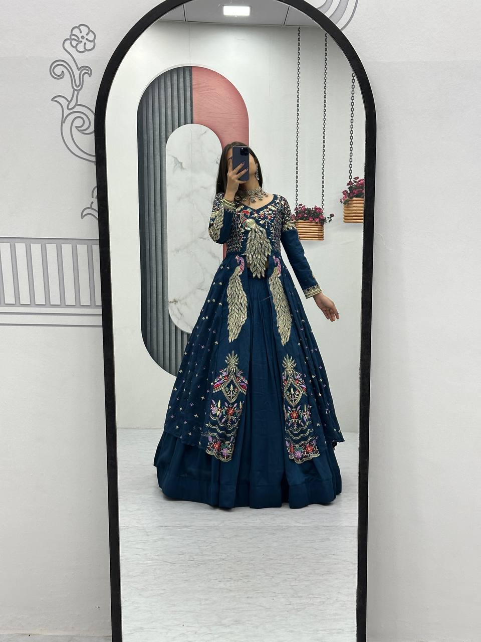 Navy blue Color Embroidered Designer Lehenga Set