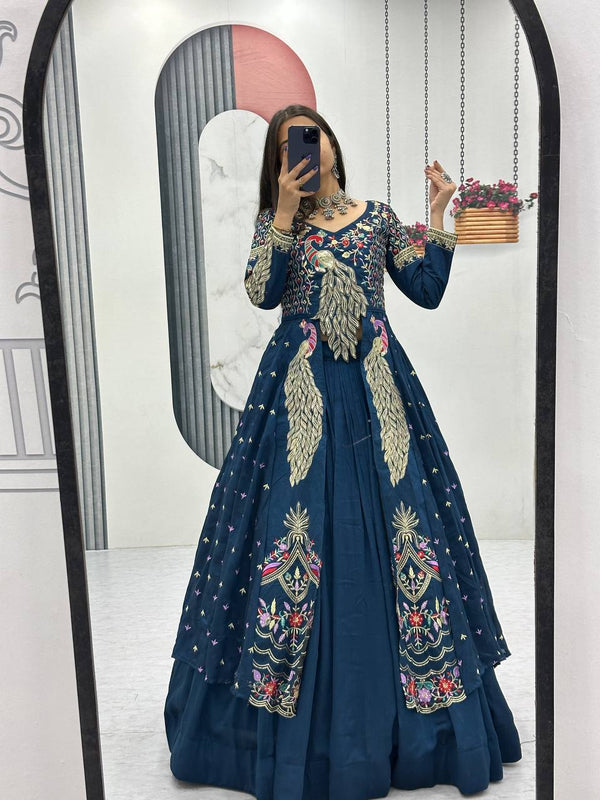 Navy blue Color Embroidered Designer Lehenga Set