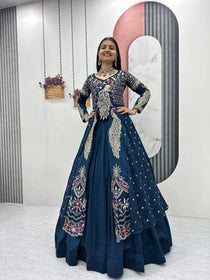 Navy blue Color Embroidered Designer Lehenga Set