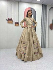 Pure Vichitra Thread Sequence Work Lehenga Set