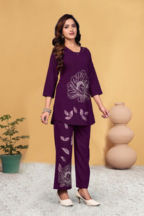 Green Heavy Viscose Rayon Embroidered Co-Ord Set