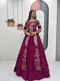 Pure Vichitra Thread Sequence Work Lehenga Set