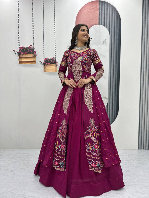 Pure Vichitra Thread Sequence Work Lehenga Set