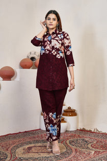 Black Pure Cotton Floral Printed Co-Ord Set