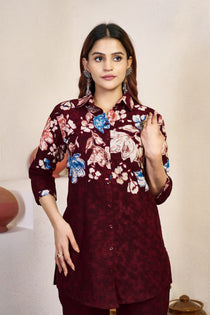 Black Pure Cotton Floral Printed Co-Ord Set